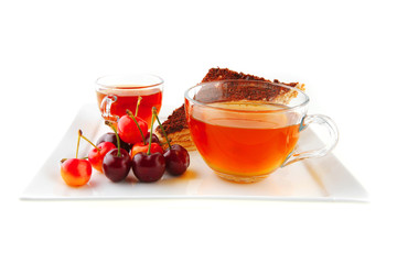 black english tea and cakes