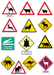 Obraz premium Faune et routes - Panneaux de danger