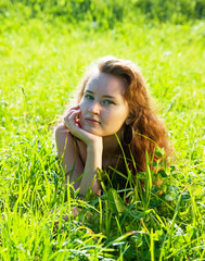 girl  on meadow grass