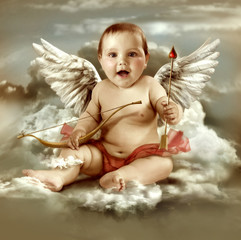 Baby cupid with angel wings
