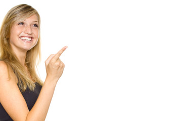 Young woman pointing