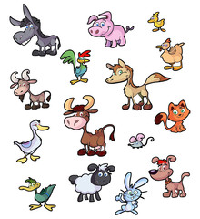 collection of fun cartoon farm animals