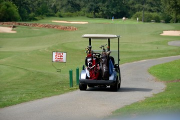 Golf cart at tee off hole