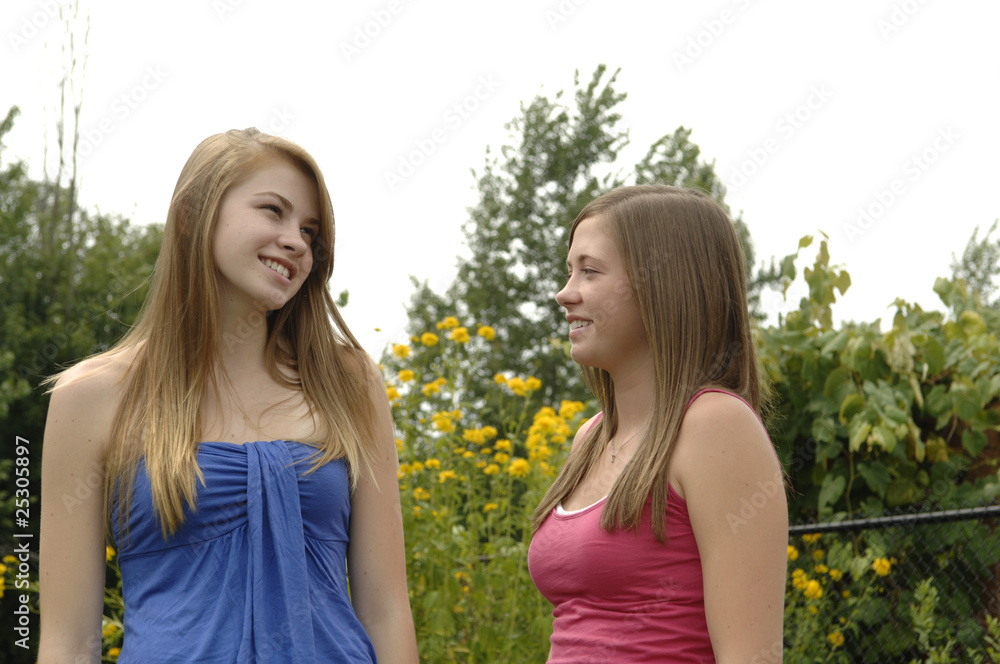 Wall mural teenage girls outdoors