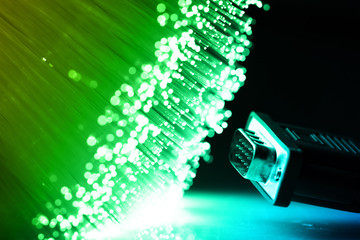 Fiber optics background with lots of light spots