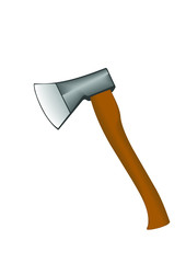 Vector illustration an axe with the wooden handle