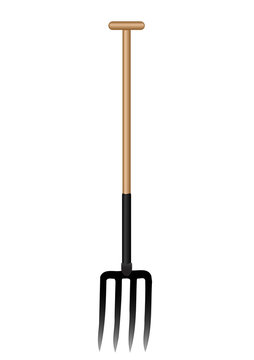Vector illustration a pitchfork with the wooden handle