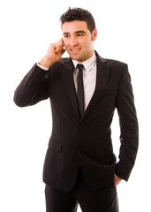 young business man on the phone, isolated on white