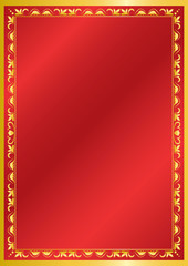 red and golden card with ornament