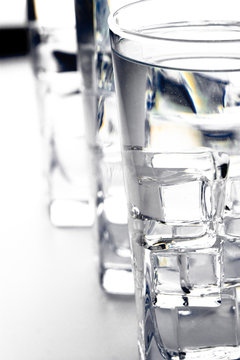 three glasses with water