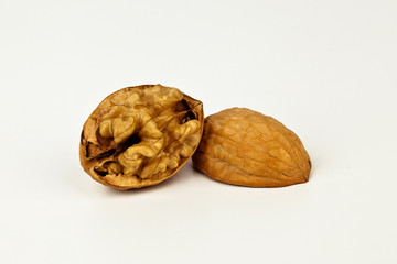 Walnuts isolated on white background.