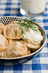 Russian pelmeni (meat dumplings)