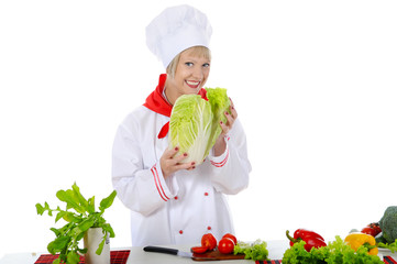 Handsome chef in uniform.