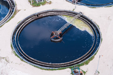Big sedimentation drainage. Water recycling, settling