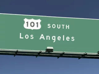 Fotobehang Los Angeles 101 snelwegbord © trekandphoto