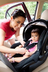 Baby in car seat for safety