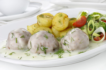 Pork meatballs with dill sauce