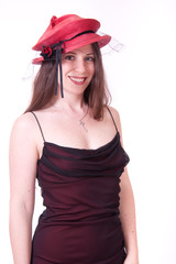 Fototapeta premium Cute woman with red hat