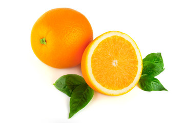 Arrangement of orange on a white background