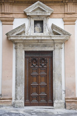 Fototapeta premium St. Margherita Convent. Wooden Portal. Bevagna. Umbria.