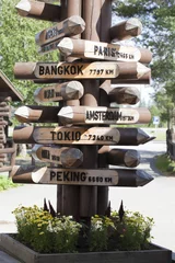 Fotobehang Signpost at Christmas Land, Arctic Circle © Markku Vitikainen