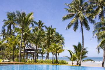 Tropical beach at island Koh Chang , Thailand.