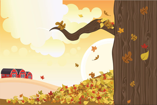 Vector illustration of falling leaves during autumn season