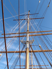 Masted of the C.A Thayer in San Francisco Maritime National Hist