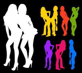 silhouette of girls is isolated