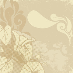 vintage flower paint on squared grunge background
