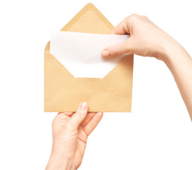 Fototapeta premium yellow envelope in the hand