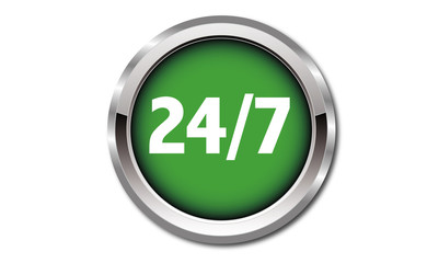 Button - 24 Stunden, 7 Tage die Woche in Grün