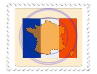 Obraz premium France map flag stamp