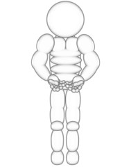 humanoid robot keeps his hands on