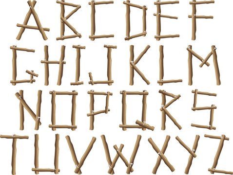 Alfabeto di Legno-Wood Alphabet-Vector