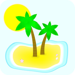 Two palm tree on the island