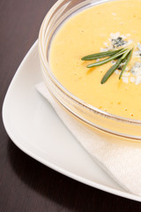 pumpkin soup with blue cheese