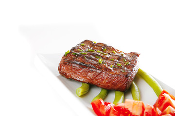roasted beef served on white