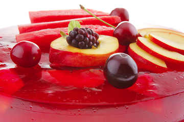 red jelly pie with apricot and watermelon