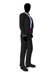 African American Wedding Groom in a Tuxedo Silhouette