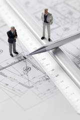 concept miniature mesure de plan d'architecte
