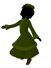 African American Victorian Girl Illustration Silhouette