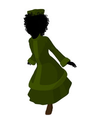 African American Victorian Girl Illustration Silhouette