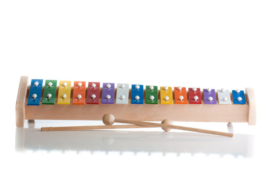 Xylophone in multi colours isolated on white