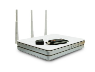 Fototapeta premium wi-fi router on a white background