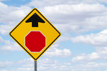 Stop ahead road sign