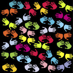 Naklejka na ściany i meble Seamless with pairs of colored hands