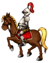 Foto op Plexiglas Ridder, ruiter, paard, middeleeuwen, huurling, harnas © Christine Wulf