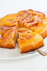 upside-down cake with nectarines