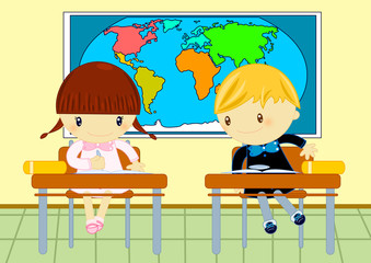 alunno copia il compito in classe da compagna studiosa © Angela